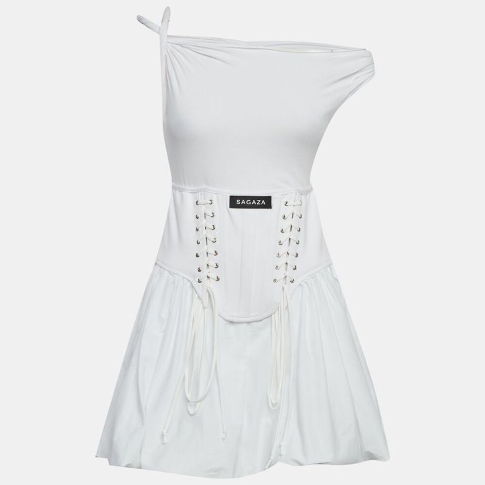 Sagaza White Jersey Corset Mini Dress S